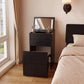 Solid Wood LED Vanity Desk with Chair, Space Saving Makeup Table - Kaslandi Furniture