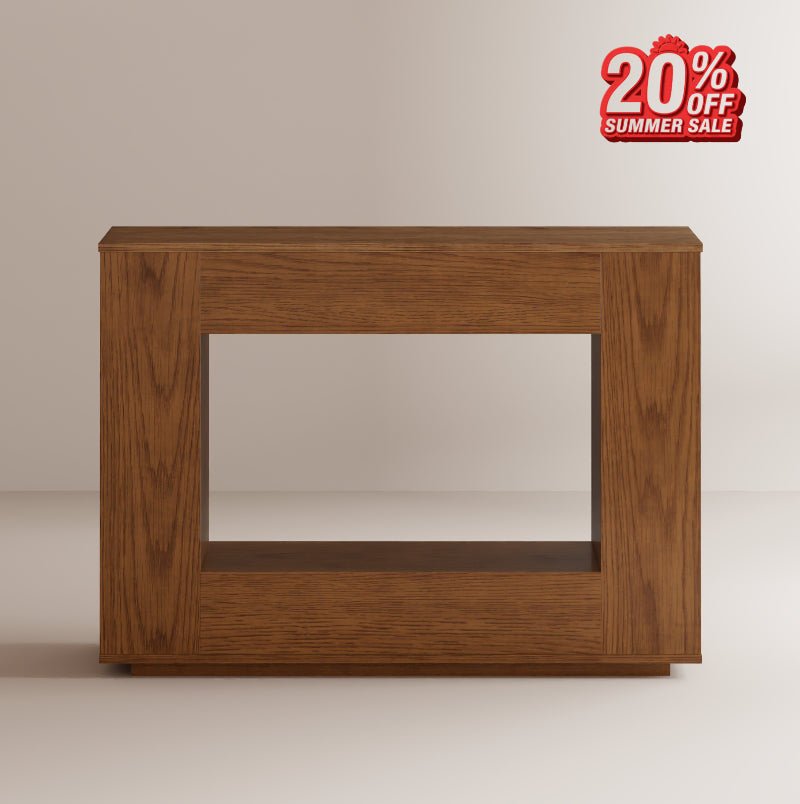 Walnut Console Table with Side Storage Shelves - iKaslandi