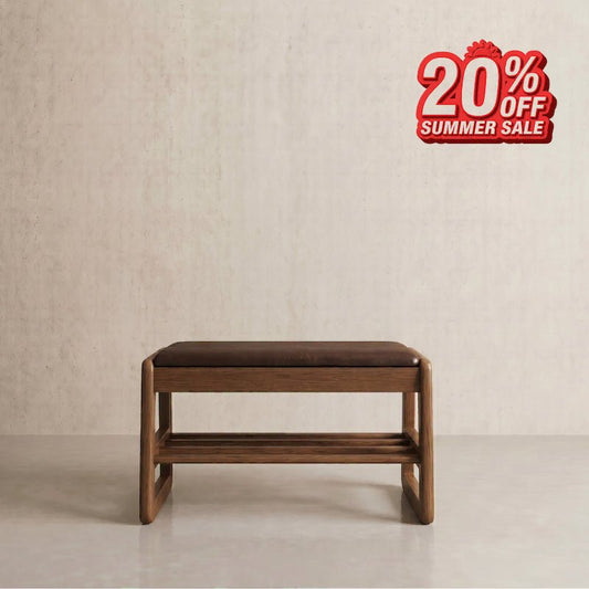 Solid Wood Storage Entryway Bench with Shoe Rack & Padded Seat - iKaslandi