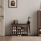 Wooden 3 - Tier Shoe Rack Bench with PU Leather Cushion - Kaslandi Furniture