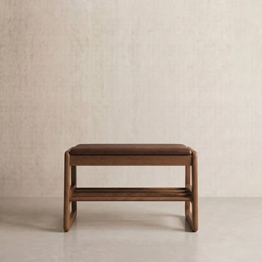 Solid Wood Storage Entryway Bench with Shoe Rack & Padded Seat - iKaslandi