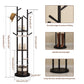 360° Rotating Solid Wood Coat Rack with Shelves - Kaslandi Furniture