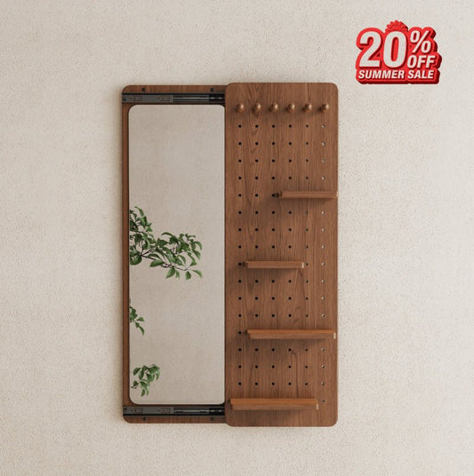 Full Length Wall Mirror with Shelf & Hooks - iKaslandi
