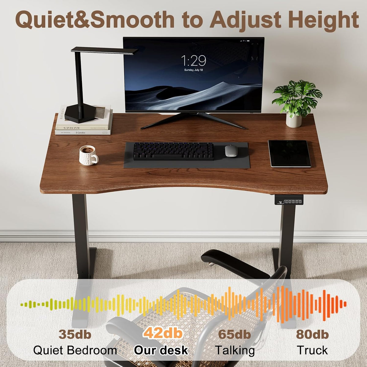 Solid Wood Electric Standing Desk with LED Display and 3 Memory Presets - iKaslandi