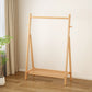 Solid Wood Rolling Clothes Rack with Shelves - Kaslandi Furniture