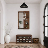 Full Length Wall Mirror with Shelf & Hooks