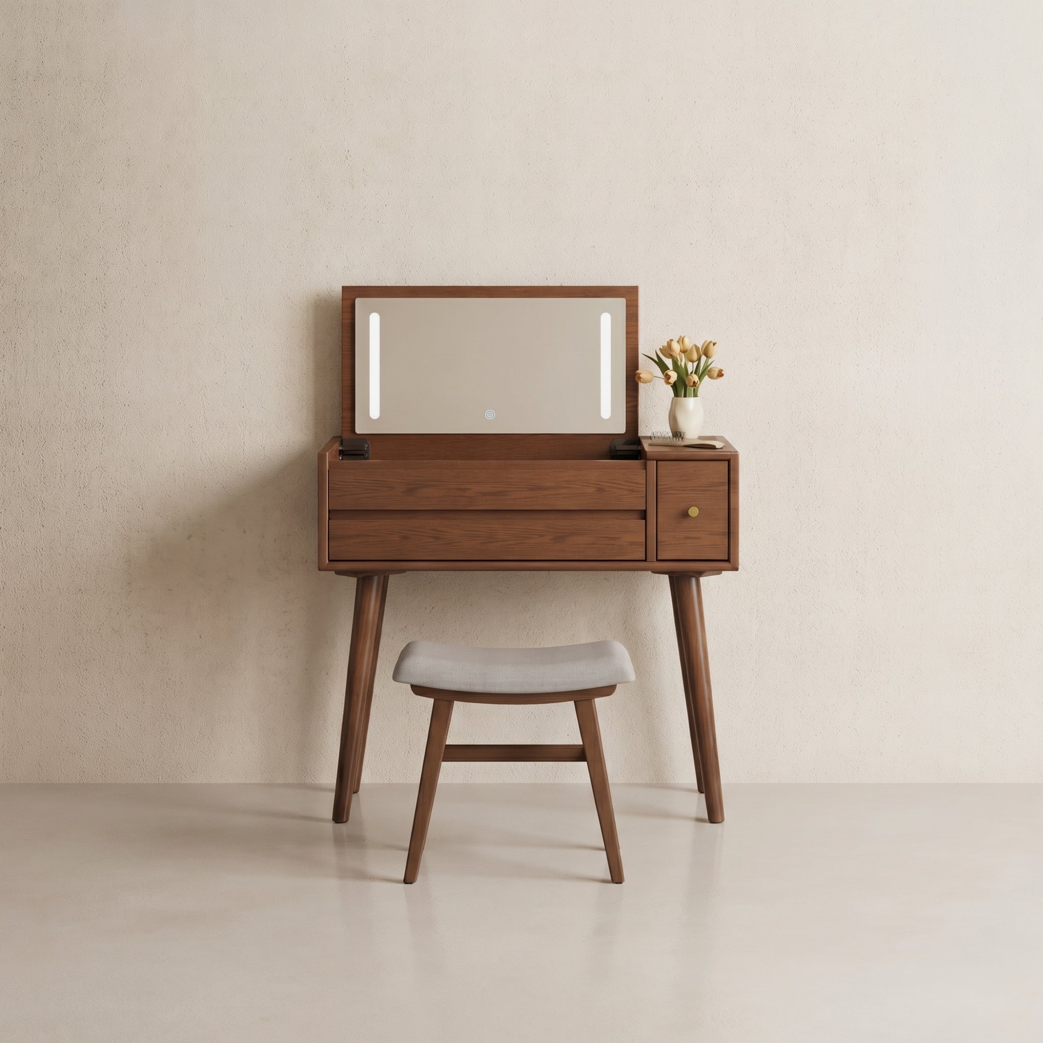 Vanity Desk with Mirror and Lights, Wooden Makeup Vanity Table with 3 or 4 Drawers