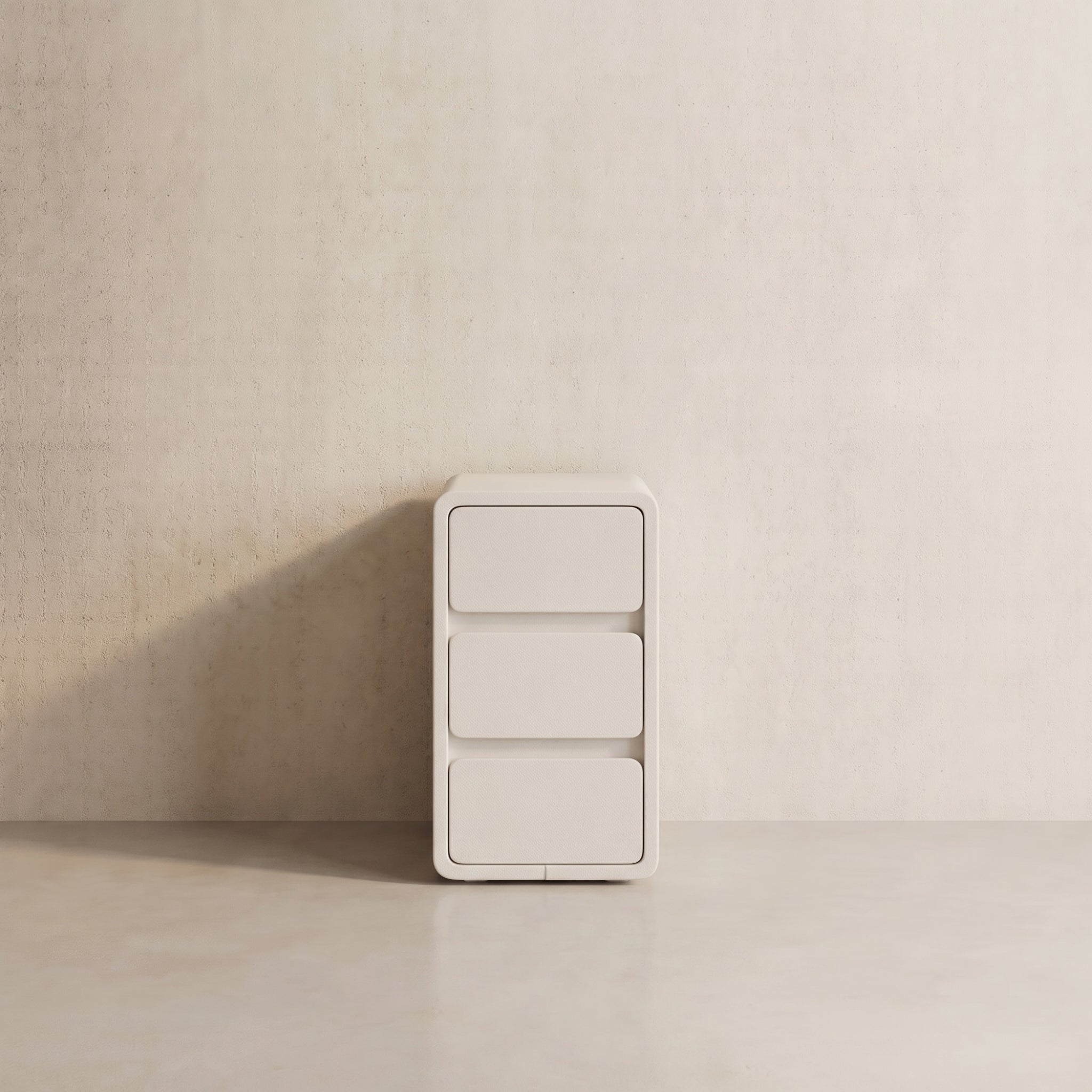 Modern Solid Wood Nightstand with 3 Hidden Handle Drawers