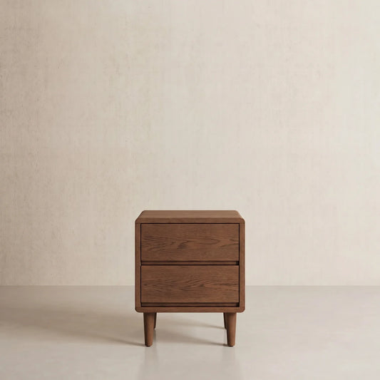 Mid - Century Modern Solid Wood Nightstand with 2 - 3 Hidden Drawers - Kaslandi Furniture