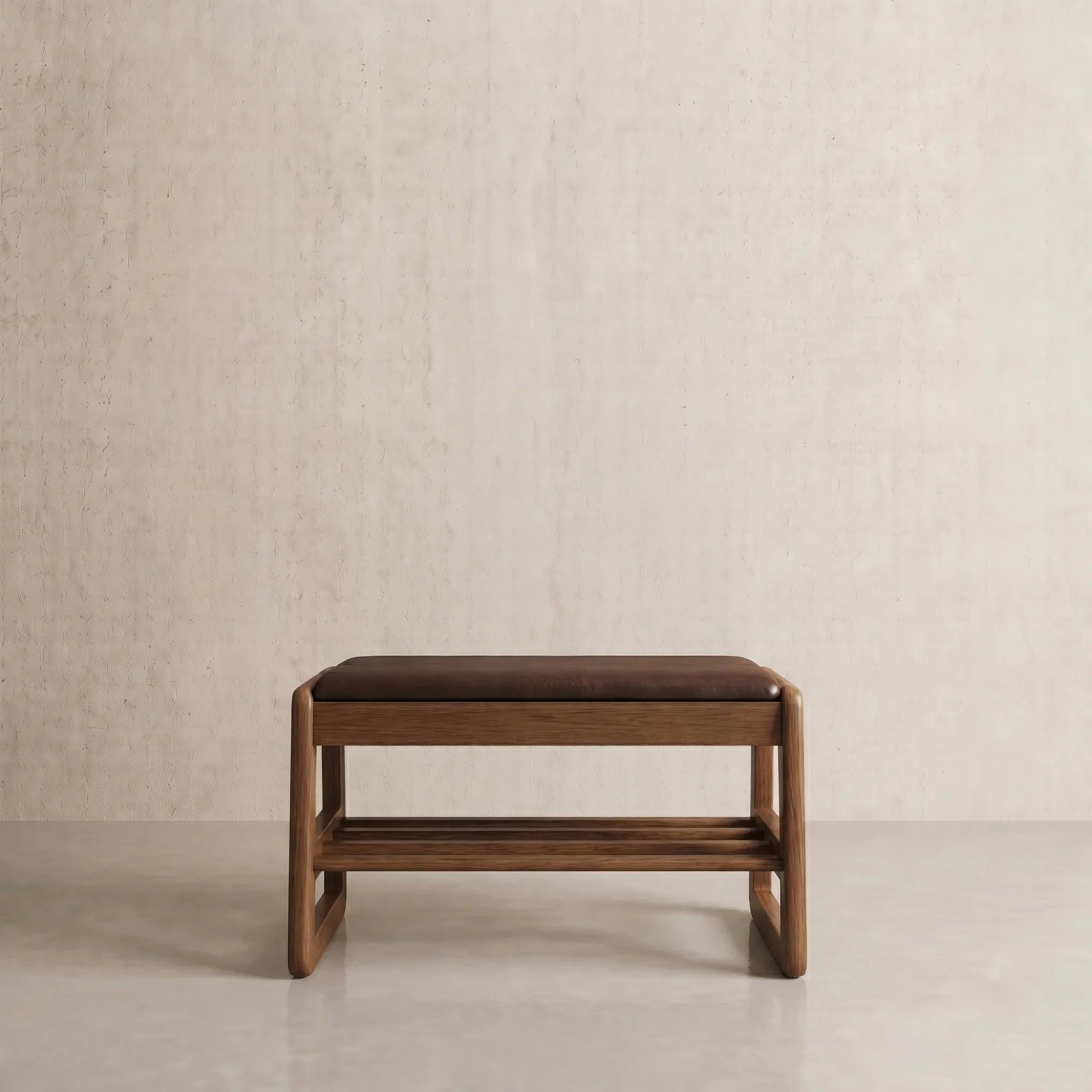 Solid Wood Storage Entryway Bench with Shoe Rack & Padded Seat - Kaslandi Furniture