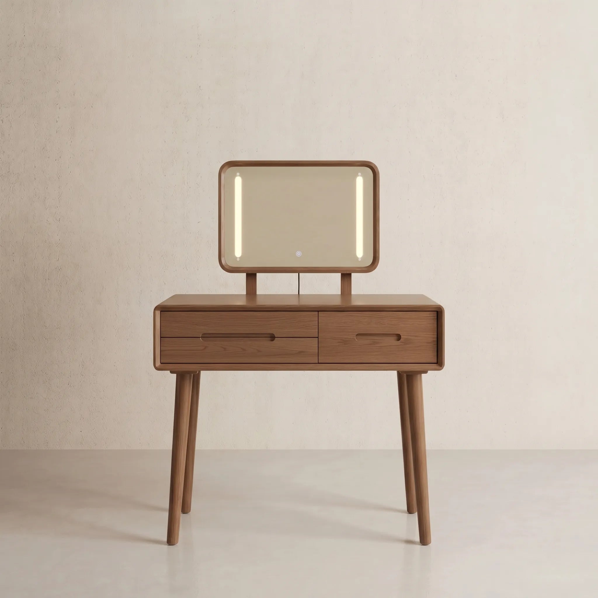 Solid Wood Vanity Desk with Detachable Lighted Mirror | Converts to Writing Desk - Kaslandi Furniture
