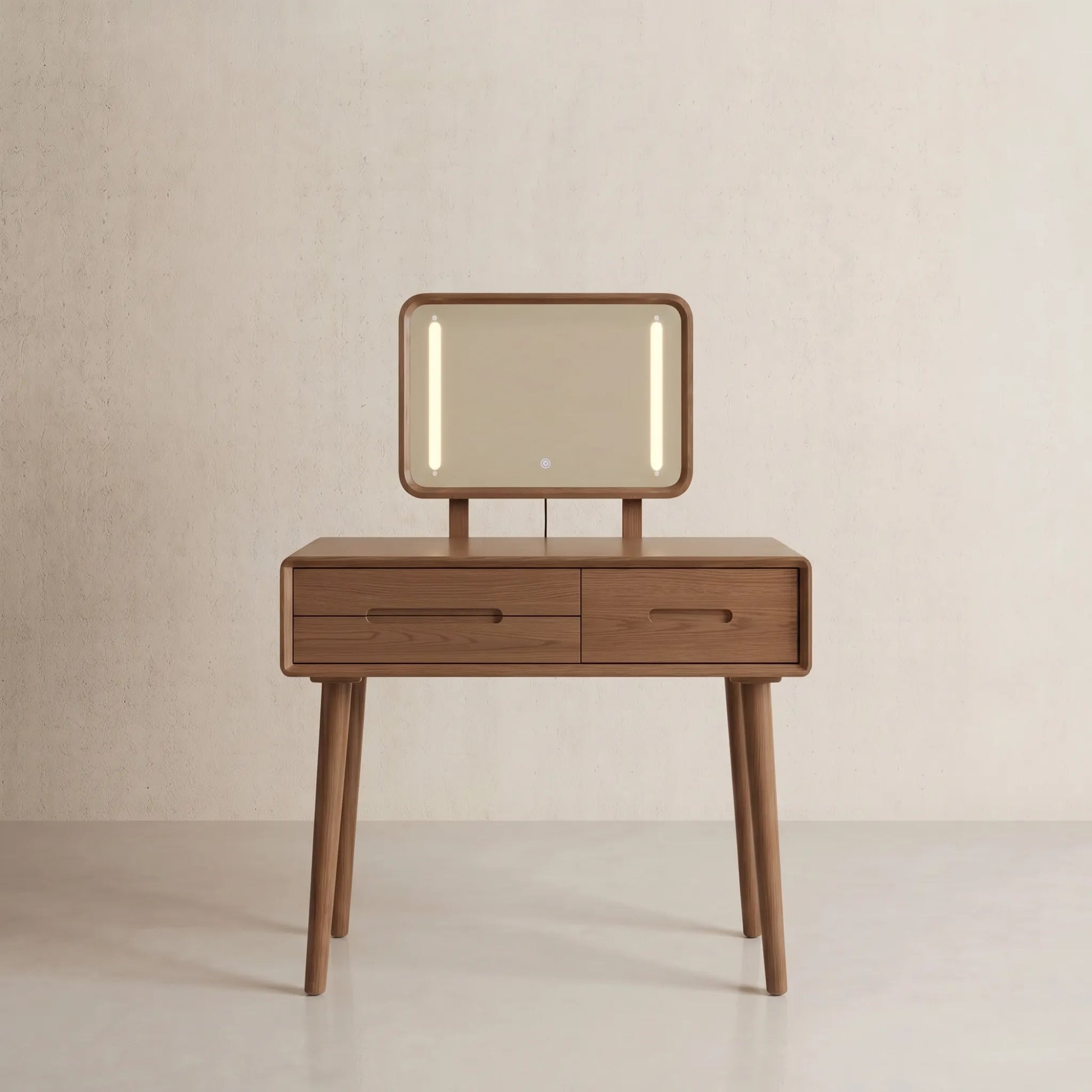 Solid Wood Vanity Desk with Detachable Lighted Mirror | Converts to Writing Desk - Kaslandi Furniture