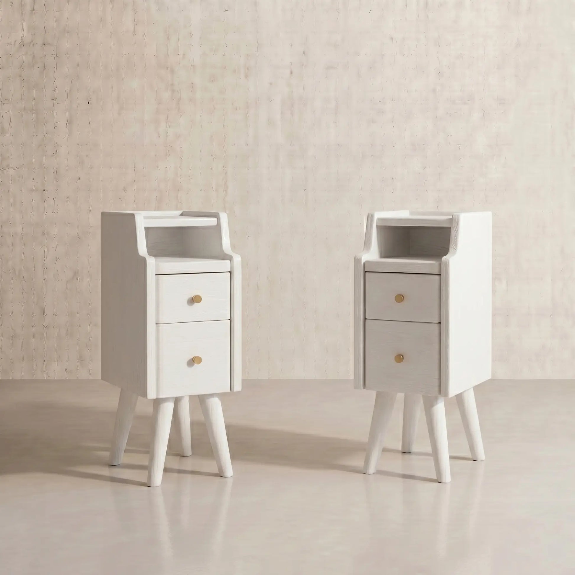 Modern Nightstand Set of 2 - Narrow Bedside Tables with Drawer - iKaslandi