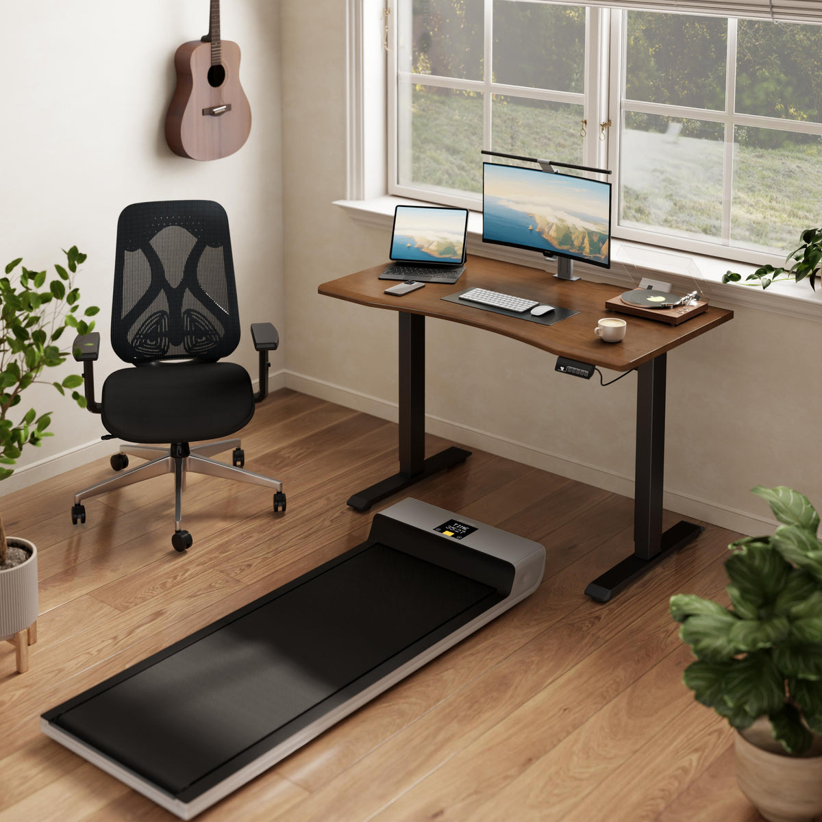 Solid Wood Electric Standing Desk with LED Display and 3 Memory Presets - iKaslandi