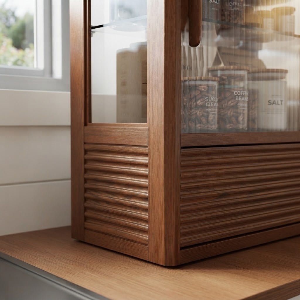 Solid Wood Bread Display Cabinet with Glass Door & Drawer