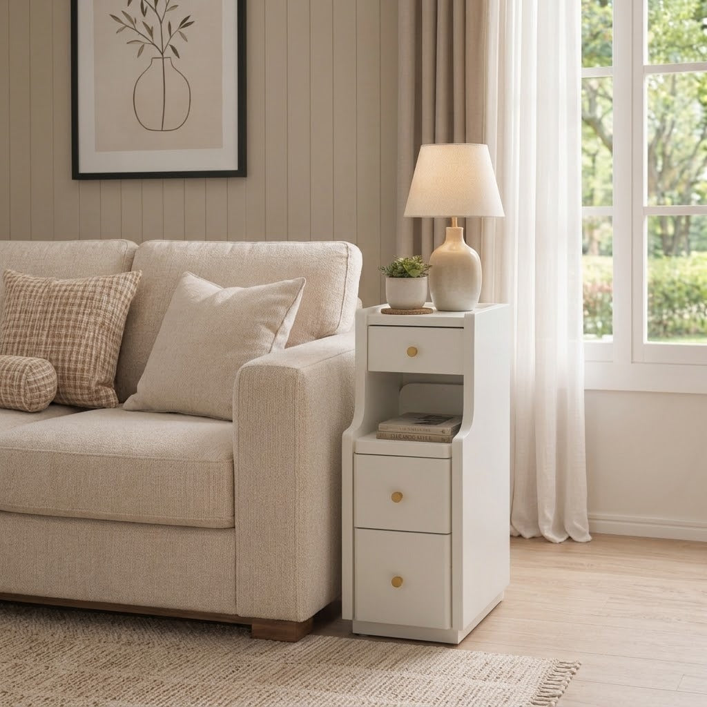 Solid Wood 3-Drawer Nightstand with Shelf — No Assembly Required
