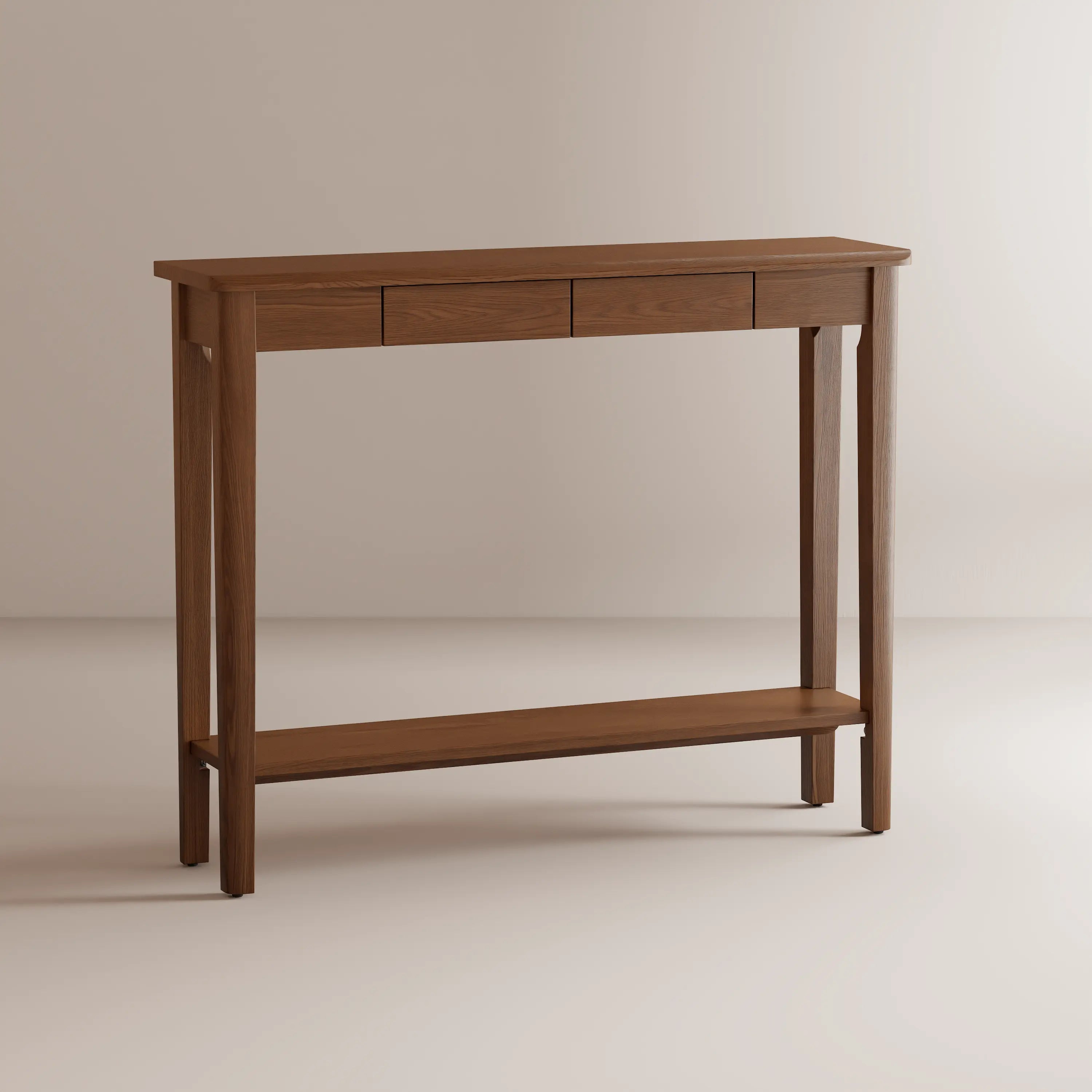 Solid Wood Entryway Console Table with Drawers and Bottom Storage Shelf - Kaslandi Furniture