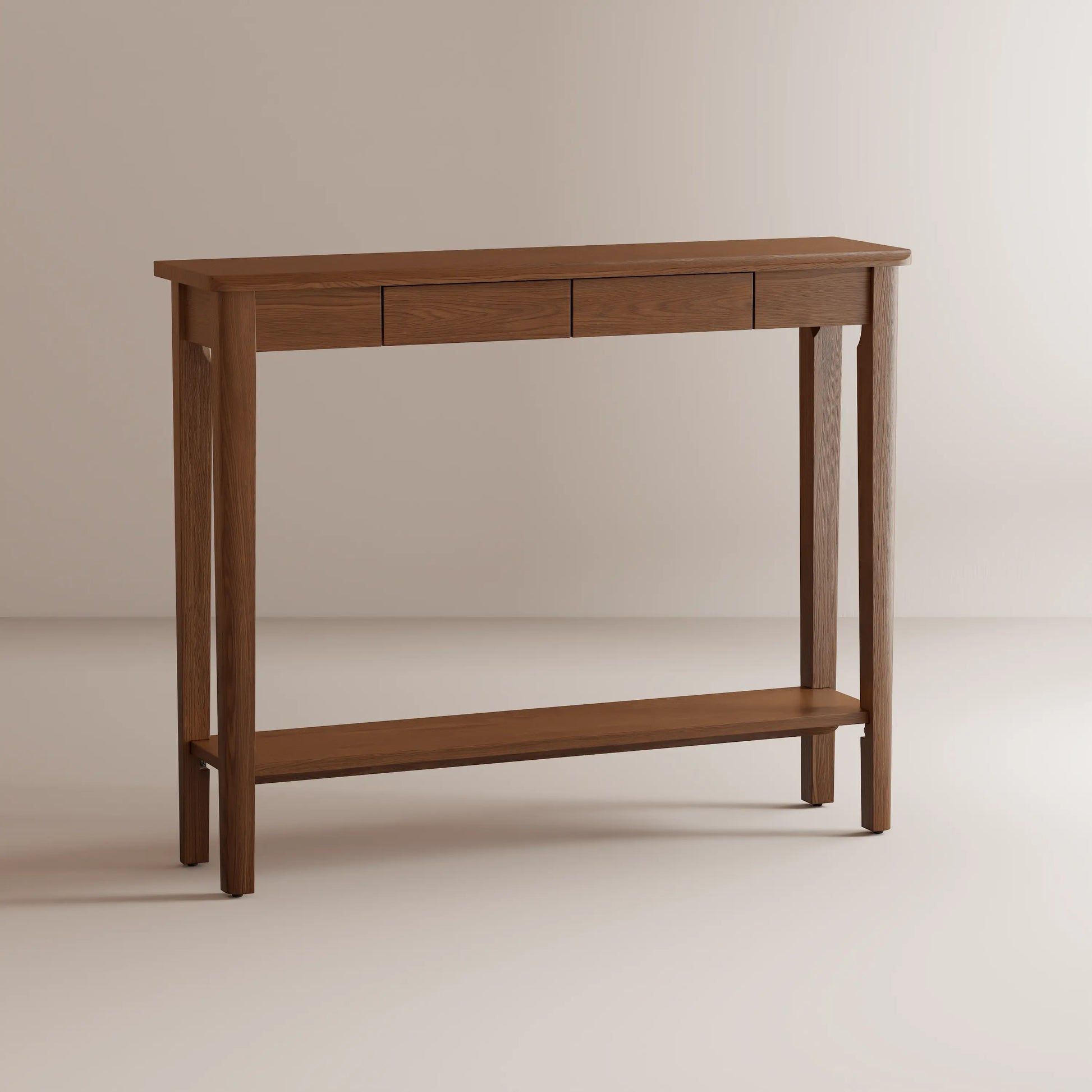 Solid Wood Entryway Console Table with Drawers and Bottom Storage Shelf - Kaslandi Furniture
