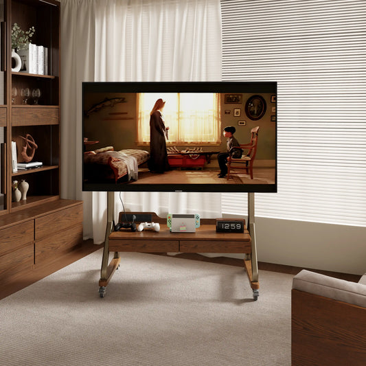 Heavy Duty Rolling TV Stand with 2 Wood Drawers - iKaslandi