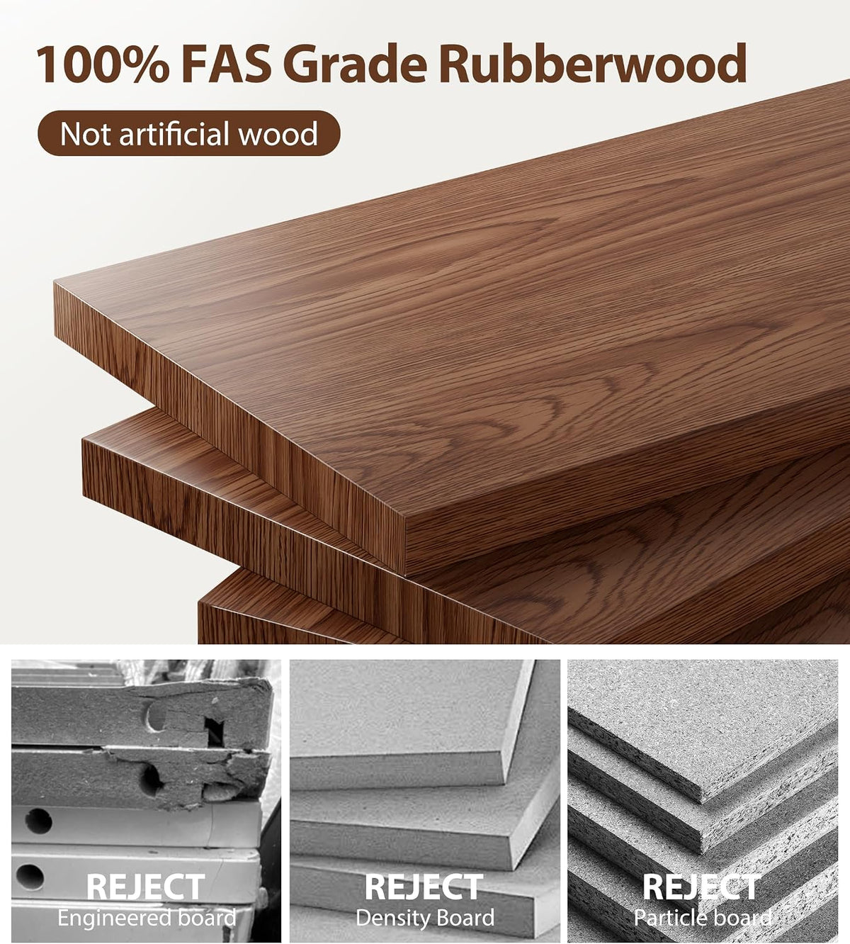 Solid Rubberwood Desk with 2 Drawers and Charging Station, Small Computer Desk - iKaslandi