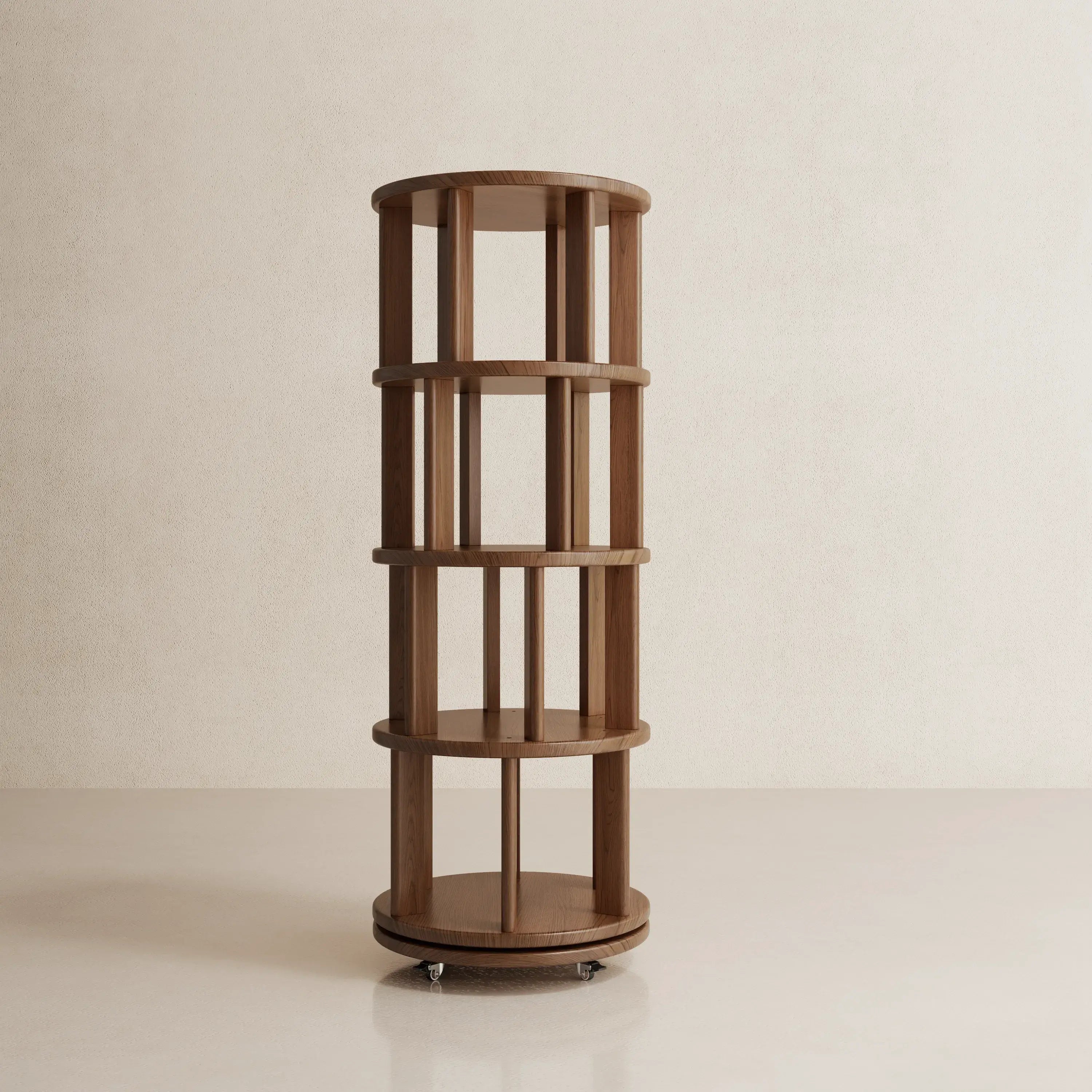 Rotating Round Bookshelf, Adjustable 1 - 6 Tiers – Space - Saving Storage Rack - iKaslandi