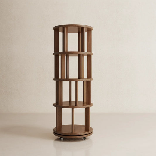 Rotating Round Bookshelf, Adjustable 1 - 6 Tiers – Space - Saving Storage Rack - iKaslandi