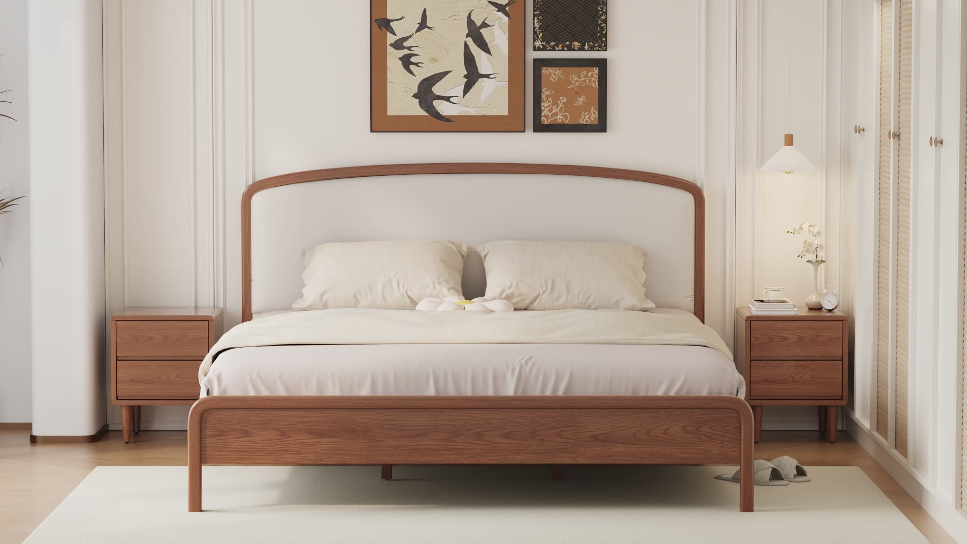 2 & 3 Drawer Solid Wood Nightstand – Mid-Century Modern Bedside Table