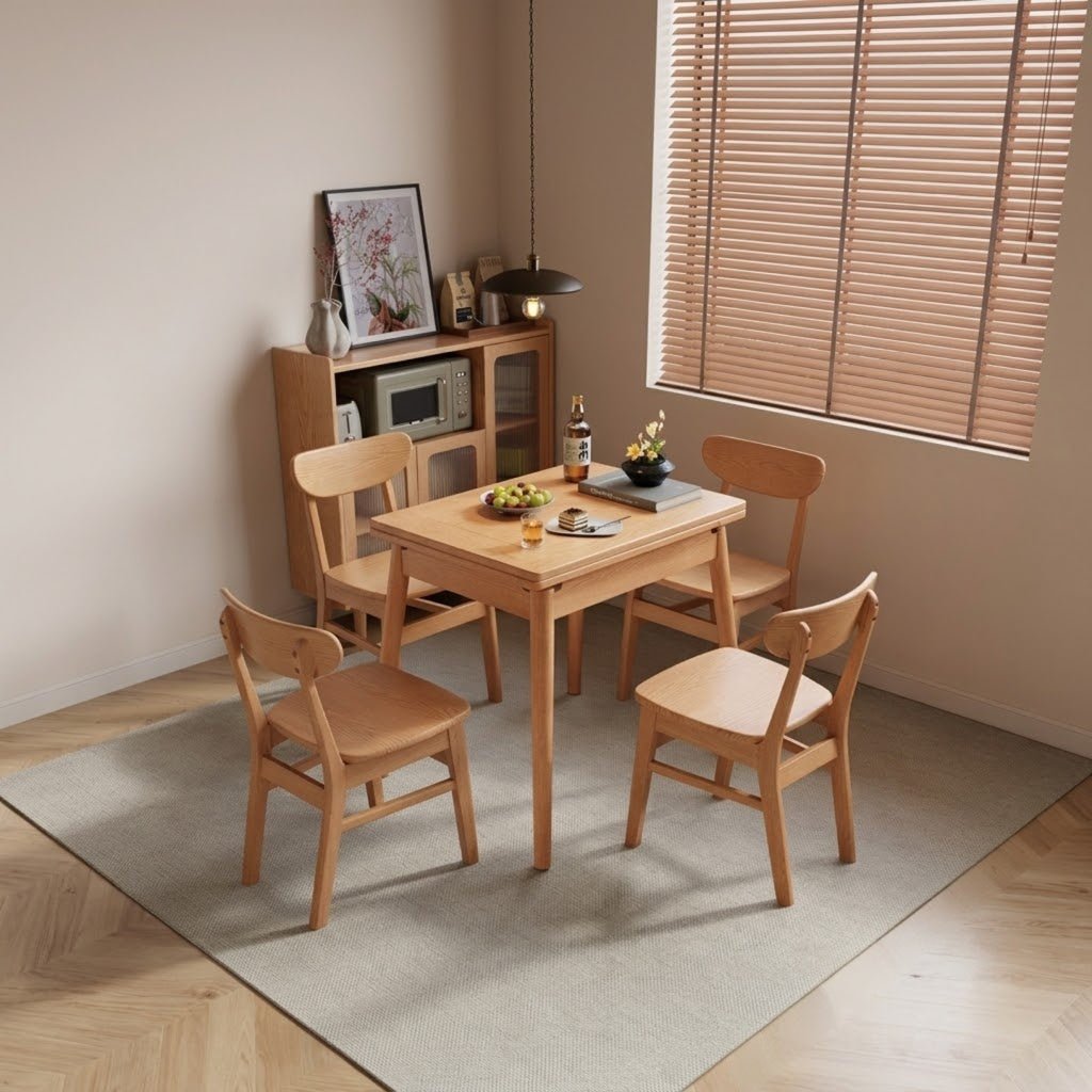 Expandable Solid Wood Dining Table for - iKaslandi