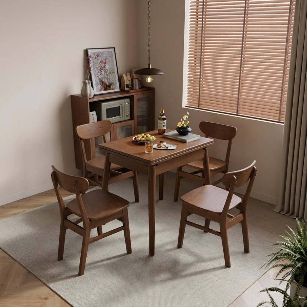 Expandable Solid Wood Dining Table for - iKaslandi
